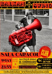 Cartel Fiesta Balkan & Swing. Sala Caracol